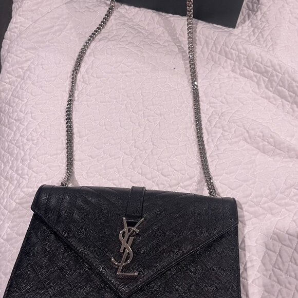 YSL - Grain De Poudre Textured Mixed Matelasse Triquilt Medium Monogram Satchel - Picture 7 of 9